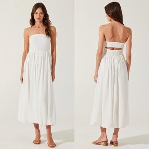 Astr White Strapless Midi Dress